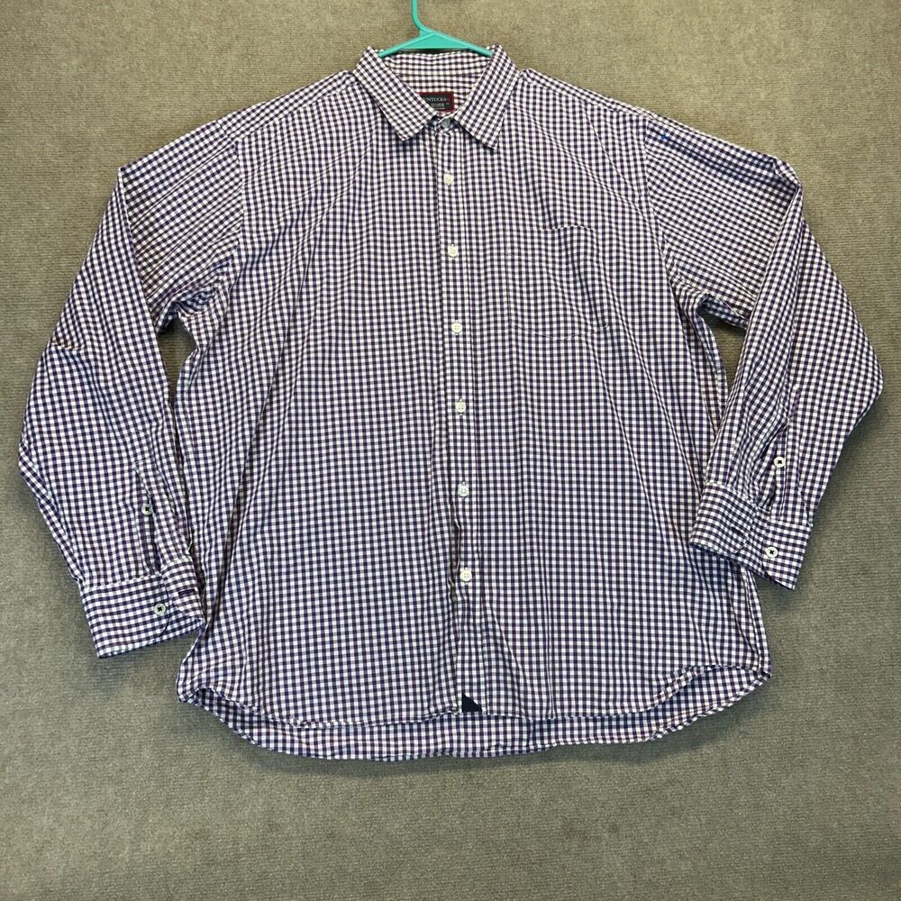 UNTUCKit Shirt Men's 2XL Purple Gingham Plaid Long Sleeve Button Up 100% Cotton